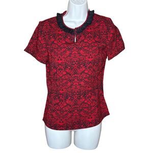 Marc Jacobs Ruby Red High Neck Shirt Sleeve Top XS NWT